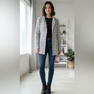 Navy and White Patterned Coat